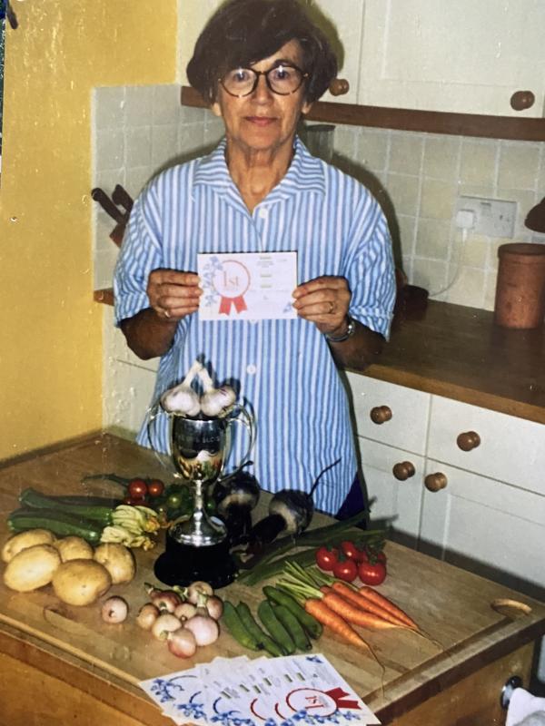 Jill with her prize winning veg